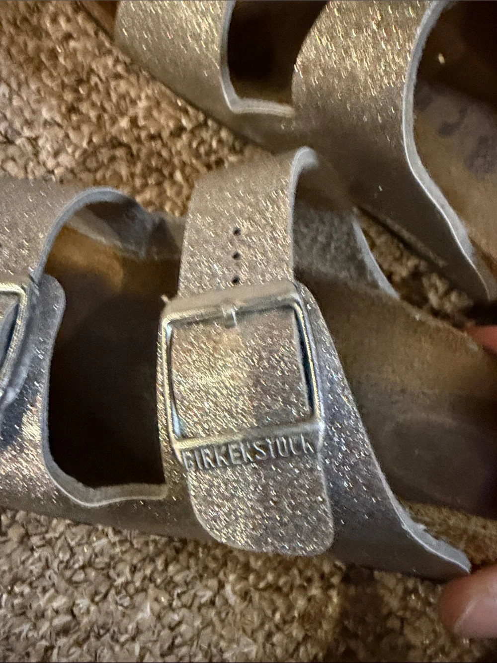 Birkenstock Kids Silver Glitter Double-Strap Sandals